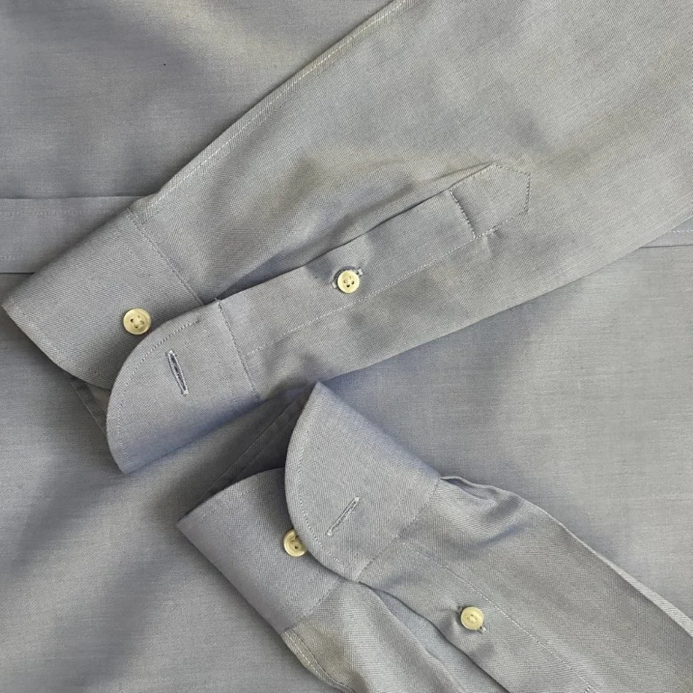 Light Blue Buttoned Down men's dress shirt size slim fit non-iron 14.5 / 34 - Picture 5 of 6